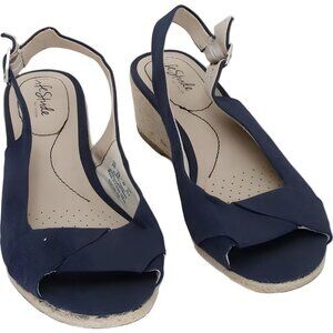 LifeStride Socialite Wide Navy Wedge Sandals Size 9W